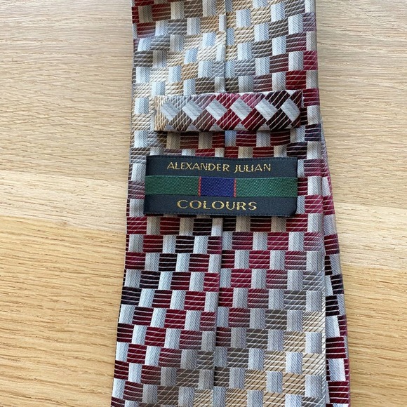 ALEXANDER JULIAN COLOURS Men's Multi Striped Handmade Polyester Necktie sz OS - Picture 14 of 14